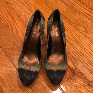 Nine West Peacock / multi colored Platform Heels